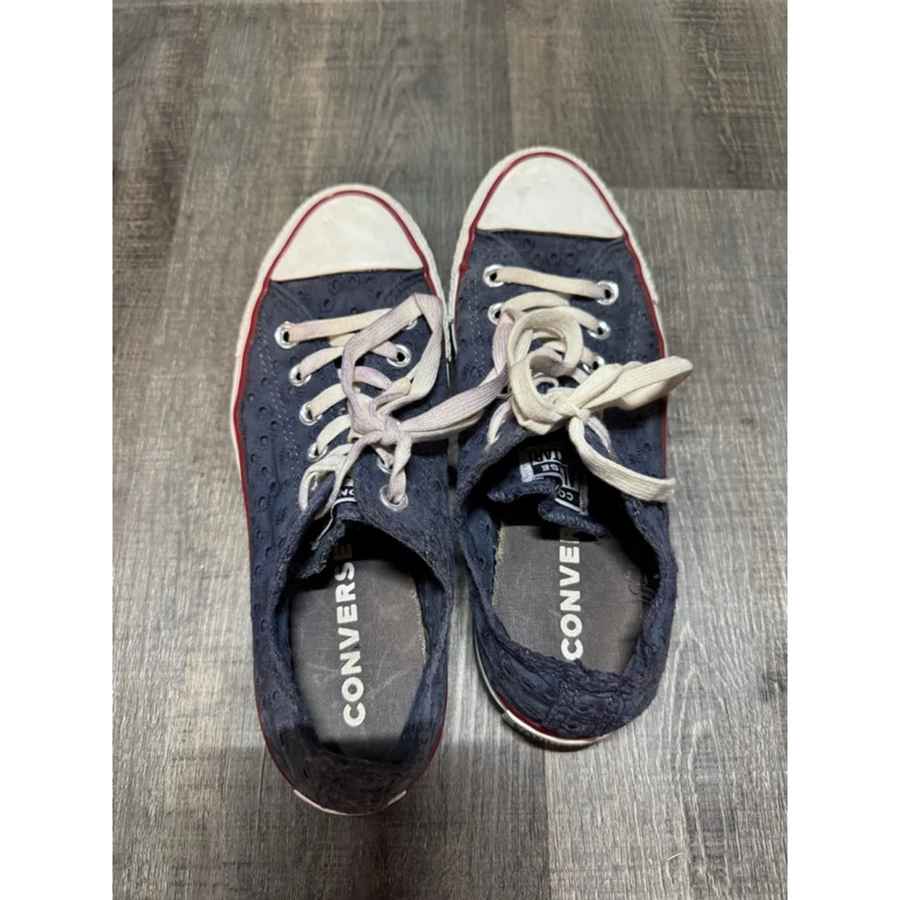 Women's Converse Navy Eyelet All Star Low Top Sneakers Size 7 - Picture 5 of 6